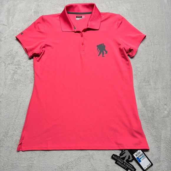 NWT Under Armour Womens XL Polo Shirt Pink Wounded Warrior Project READ - Picture 1 of 9